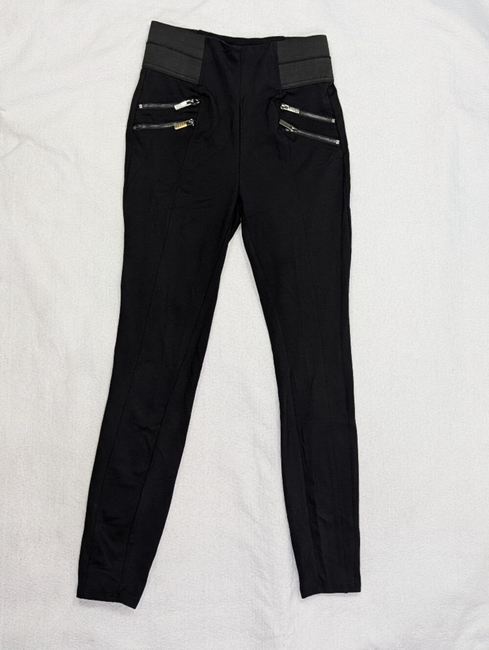 Guess Moto Double Zip Leggings Womens Medium Black Pants High Waisted Biker